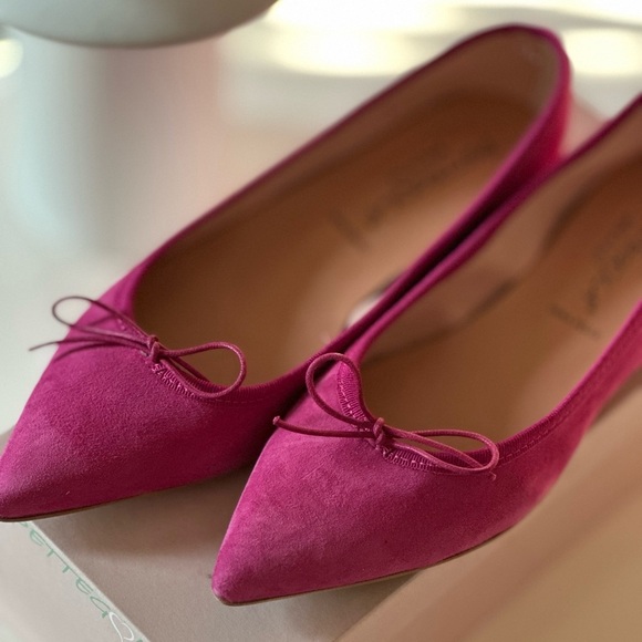 Pink Suede Italian Leather Flat - Picture 1 of 8
